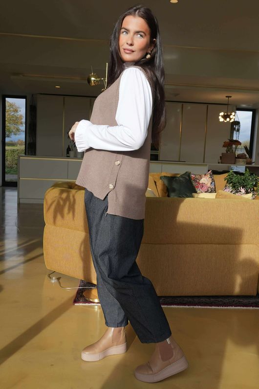 Meridith Button Side Knit Latte /9=